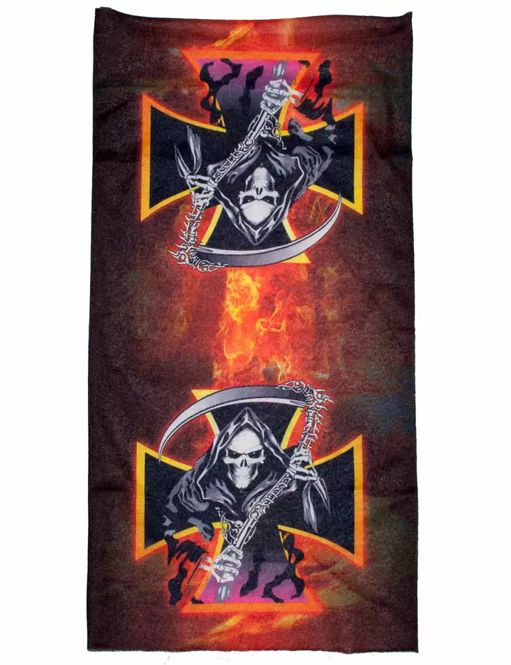 Putkihuivi,Musta Maltanristi viikatemies - Putkihuivit - B129 - 1