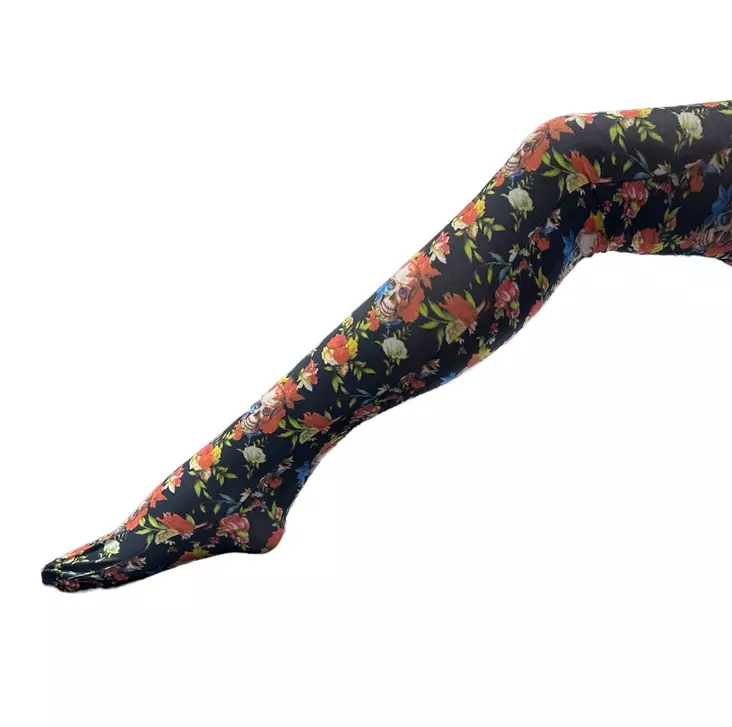 Sukkahousut Flower Skull musta - Sukkahousut - SU279 - 1