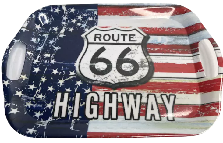Tarjotin route 66 highwayusa lippu - Korit ja tarjottimet, sisustuslaatikot - PRT1189 - 1