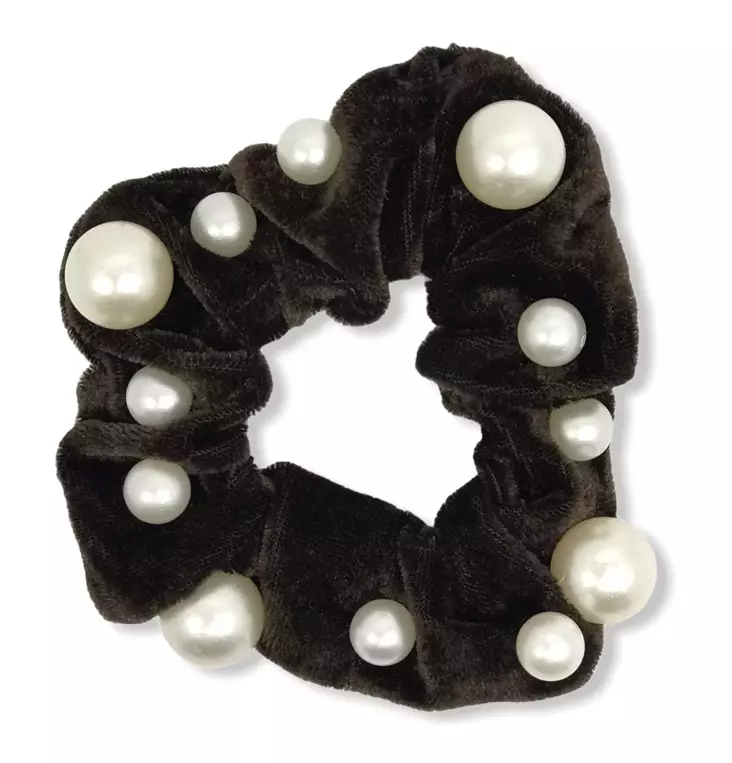 Tummanruskea hiusdonitsi helmillä - Hiuskoristeet - PIN329 - 1